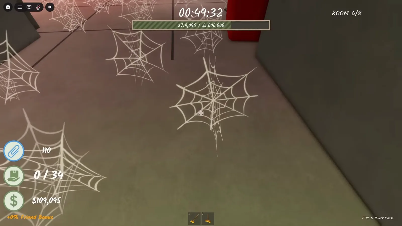Cobwebs spread across the floor of Room 6 in Shred the Secrets where sweeping twenty earns the Housekeeping badge Cobwebs spread across the floor of Room 6 in Shred the Secrets where sweeping twenty earns the Housekeeping badge