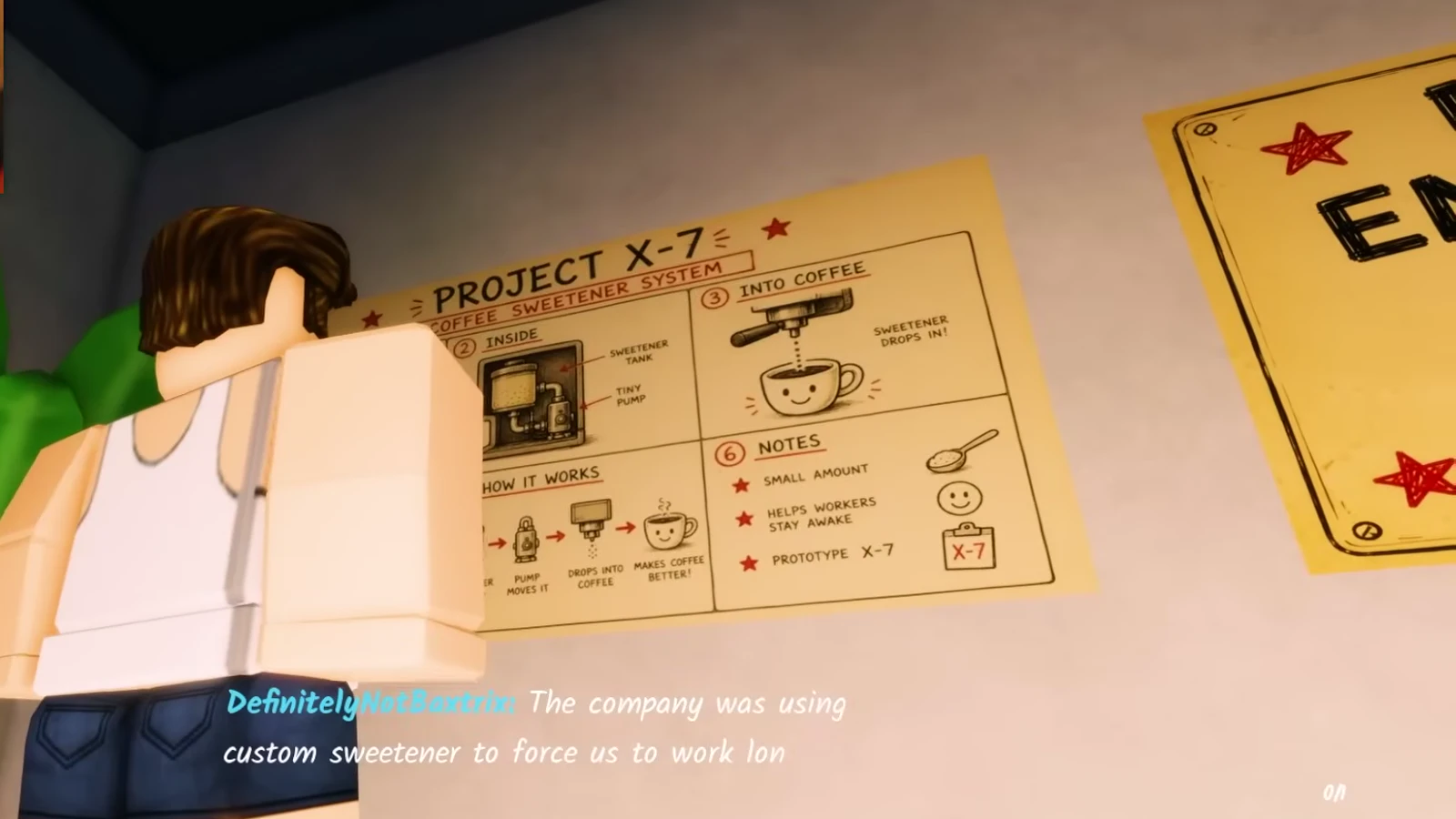 The PROJECT X-7 evidence board in Shred the Secrets exposing the custom sweeteners the company used to force overtime work The PROJECT X-7 evidence board in Shred the Secrets exposing the custom sweeteners the company used to force overtime work
