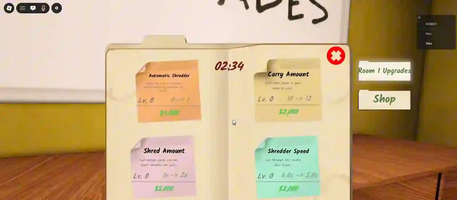 Full skill tree upgrade menu in Shred the Secrets for solo progression planning