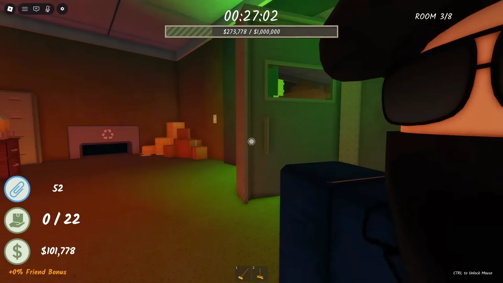 Shred the Secrets FBI agent with sunglasses appearing right beside the player in Room 3