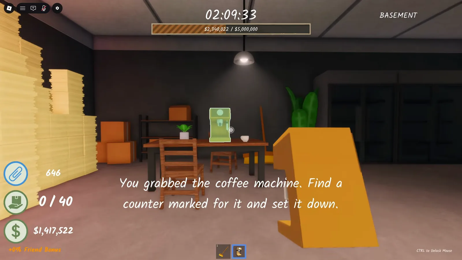 Espresso machine silhouette on a basement table in Shred the Secrets with the toast You grabbed the coffee machine. Find a counter marked for it and set it down