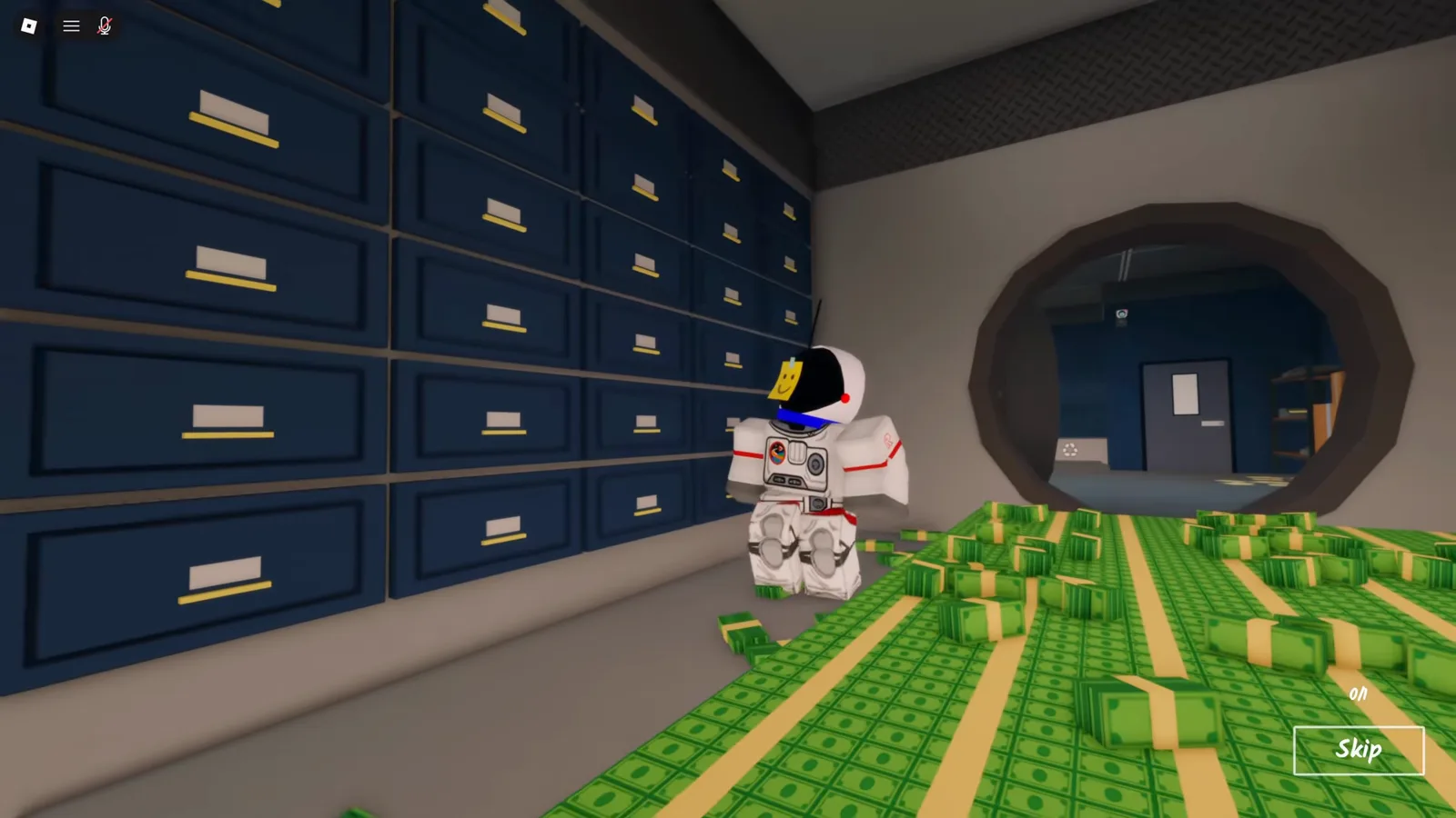 Стены ячеек и ряды денег внутри открытого сейфа Room 12 в Shred the Secrets Стены ячеек и ряды денег внутри открытого сейфа Room 12 в Shred the Secrets