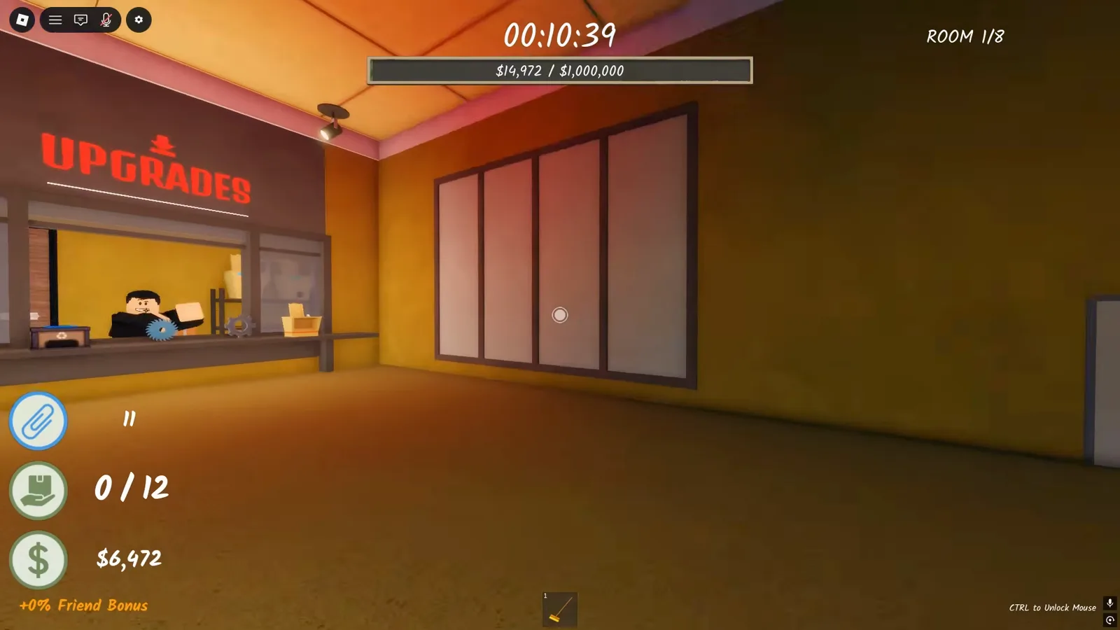 The in-game UPGRADES booth in Shred the Secrets with its red neon sign and clerk where players convert banked cash into Shred Amount upgrades The in-game UPGRADES booth in Shred the Secrets with its red neon sign and clerk where players convert banked cash into Shred Amount upgrades
