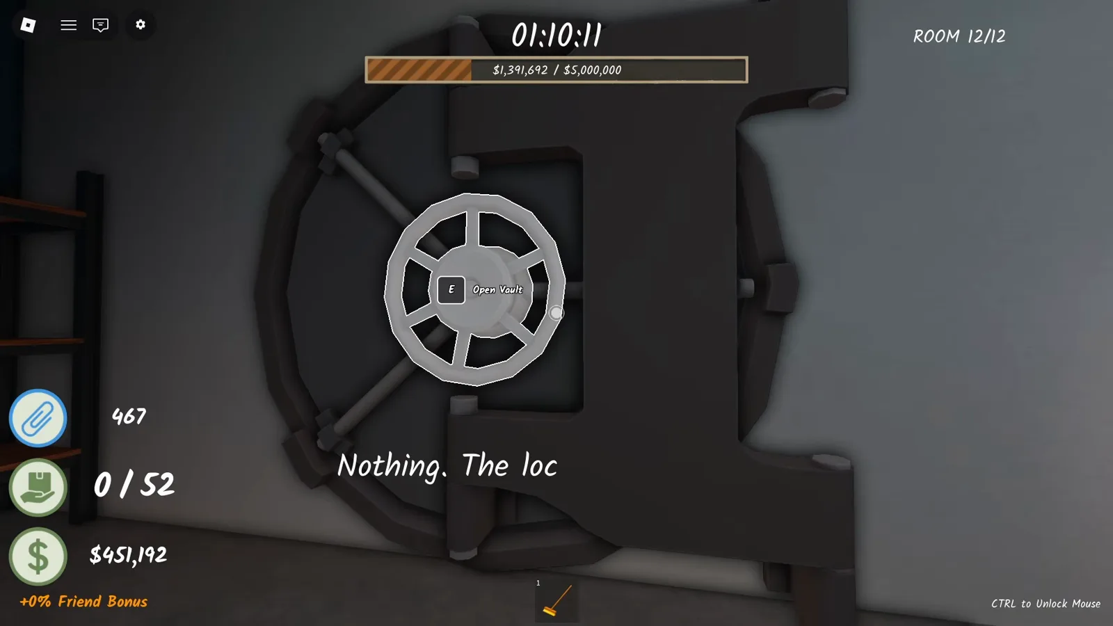 The Shred the Secrets Room 12 vault answering Nothing, The lock doesn't budge over the E Open Vault wheel prompt after a wrong turn