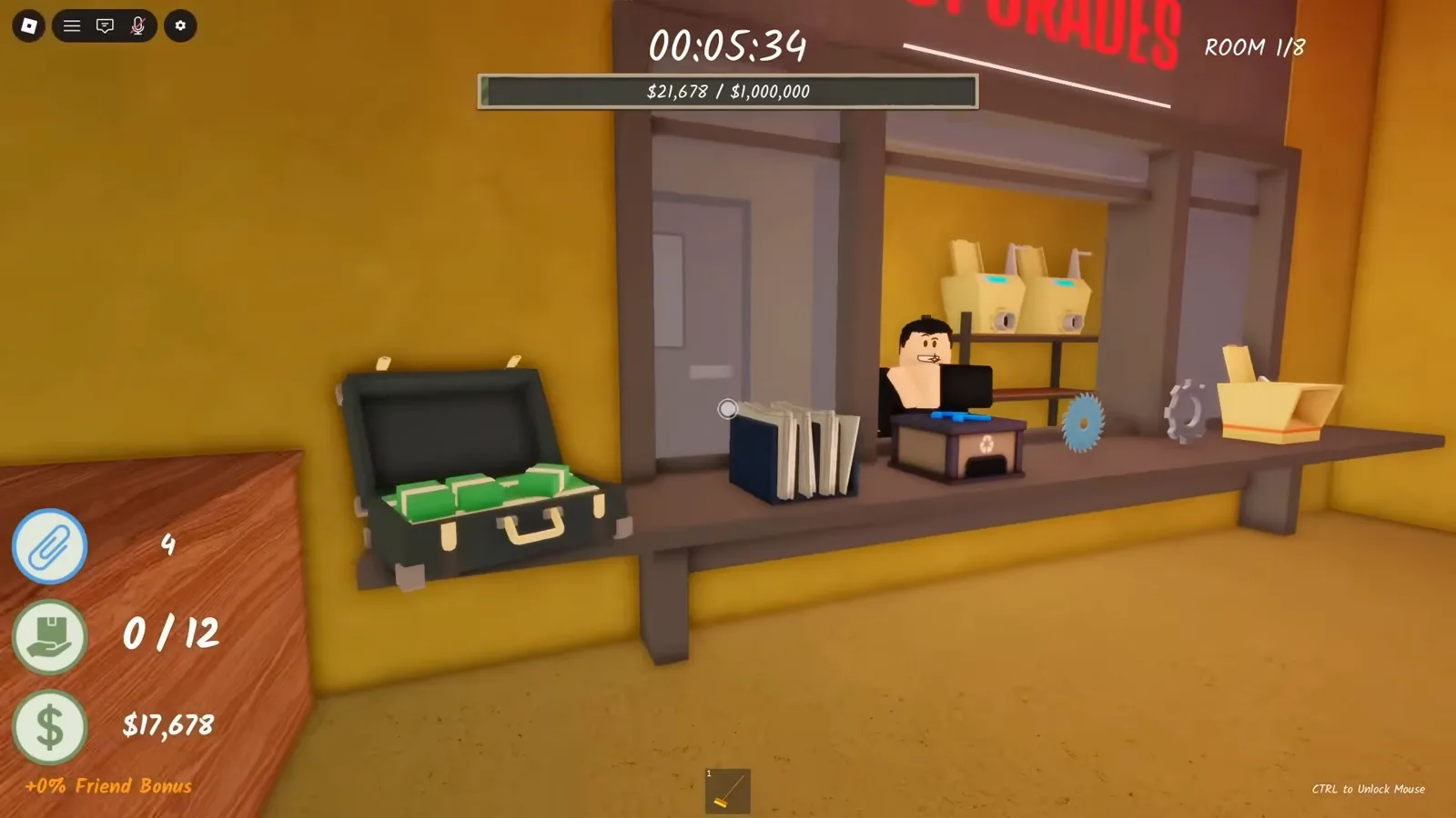 The upgrade vendor NPC behind the counter in Shred the Secrets where shredder upgrades are re-bought after each room reset The upgrade vendor NPC behind the counter in Shred the Secrets where shredder upgrades are re-bought after each room reset